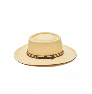 Austral Natural Panama Hat - The Dune with Striped Leather Band