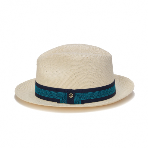 Austral White Panama Hat - The Wade with Bright Blue Band