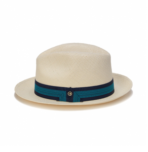 Austral White Panama Hat - The Wade with Bright Blue Band