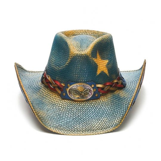 Stampede Western Straw Cowboy Hat - Blue Star USA