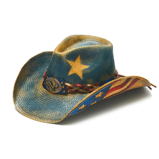 Stampede Western Straw Cowboy Hat - Blue Star USA