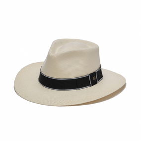 Austral White Panama Hat - The Seaton With Navy Band