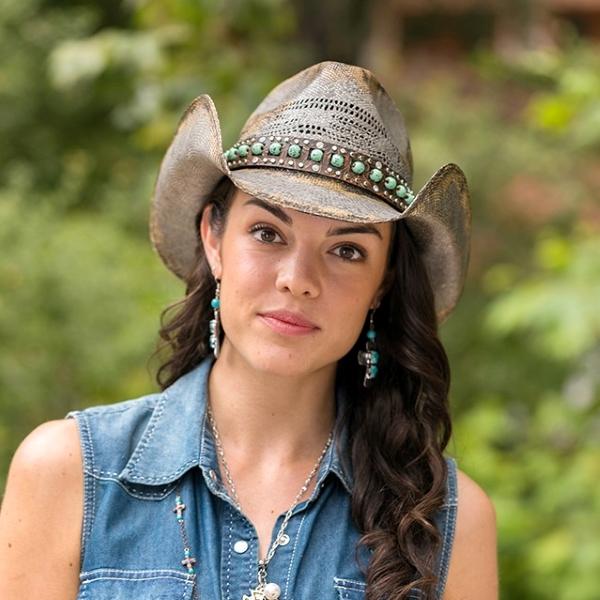 Stampede Straw Western Hat - The Teal Stone