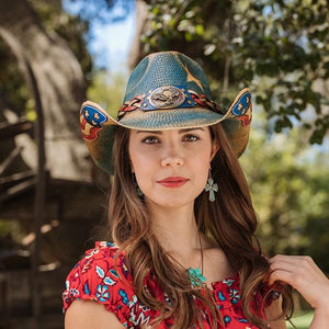 Stampede Western Straw Cowboy Hat - Blue Star USA