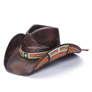 Stampede Brown Western Hat - The Lasso with Braided Leather