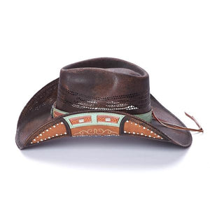 Stampede Brown Western Hat - The Lasso with Braided Leather