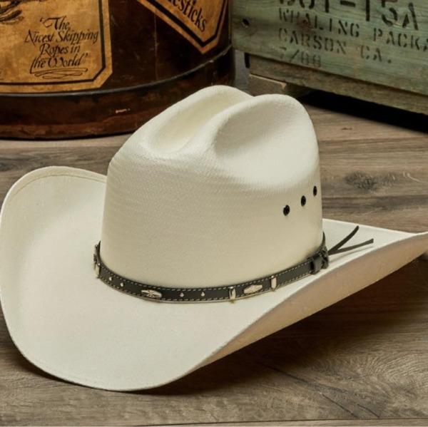 Stampede Western Shantung 50X White Straw Hat- The Hank