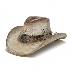 Stampede Men's Western Straw Cowboy Hat - The Dallas Tea Stained