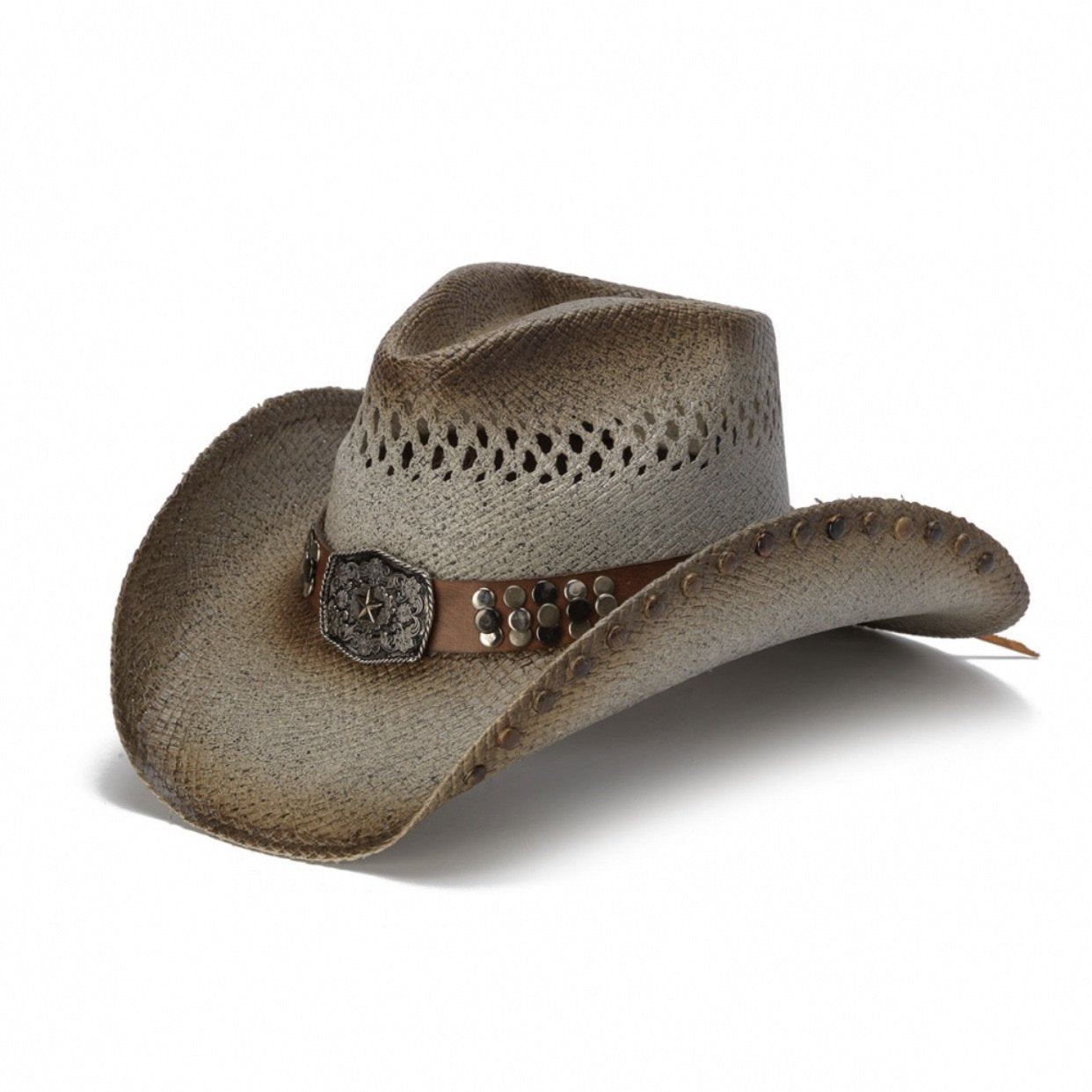 Stampede Western Straw Cowboy Hat - The Grounded Star Tea Stain