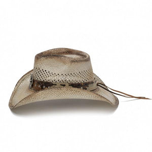 Stampede Men's Western Straw Cowboy Hat - The Dallas Tea Stained