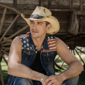 Stampede Western Straw Hat - The Sandstone Bald Eagle USA