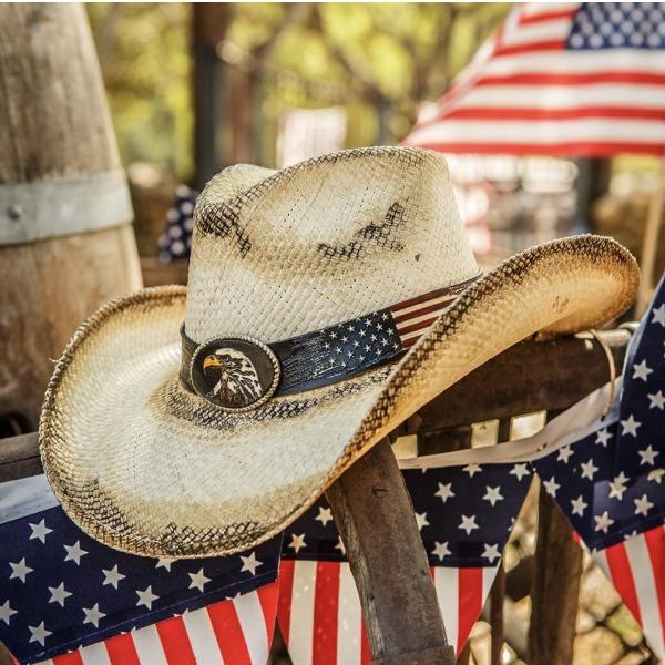 Stampede Western Straw Hat - The Sandstone Bald Eagle USA