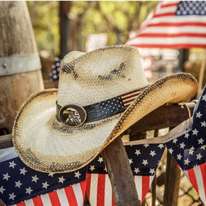 Stampede Western Straw Hat - The Sandstone Bald Eagle USA