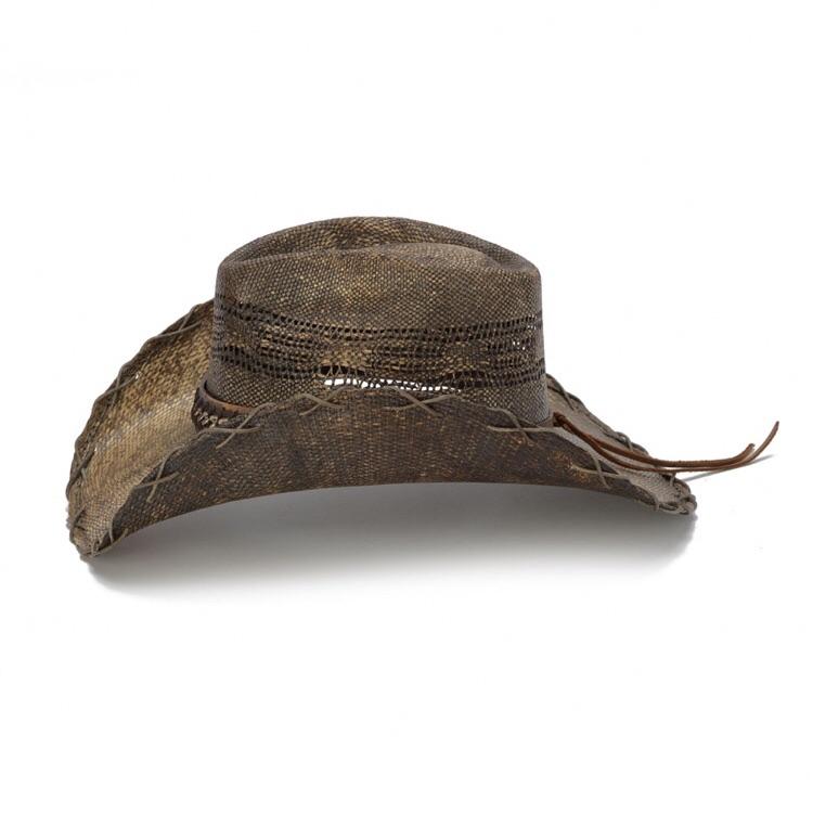 Stampede Men's Western Straw Hat - Brown Chain Tea Stained