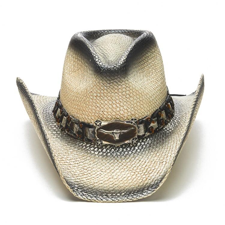 Stampede Western Straw Cowboy Hat - The Black and White Classic