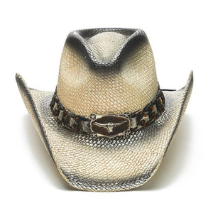 Stampede Western Straw Cowboy Hat - The Black and White Classic