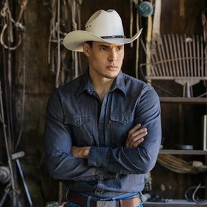 Stampede Western Shantung 50X White Straw Hat- The Hank