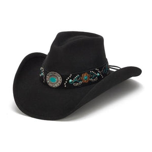 Stampede Women's Western Felt 100X Wool Hat - The Turquoise Nomad in Black