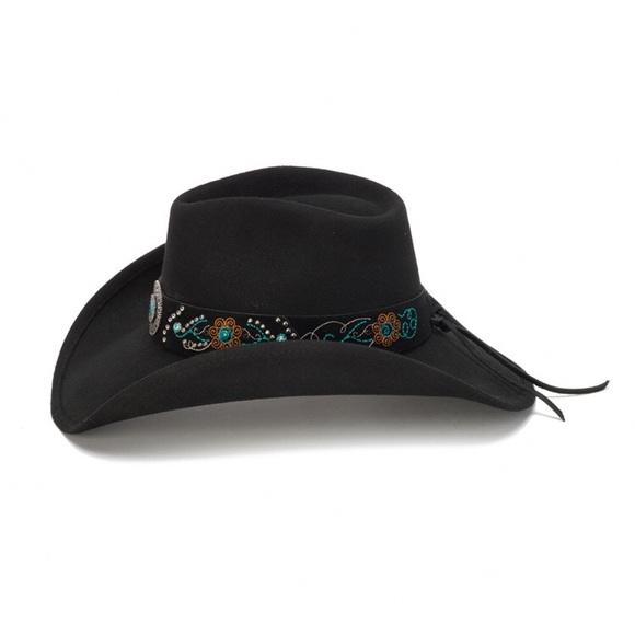 Stampede Women's Western Felt 100X Wool Hat - The Turquoise Nomad in Black