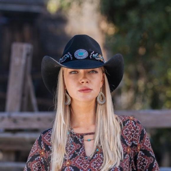 Stampede Women's Western Felt 100X Wool Hat - The Turquoise Nomad in Black